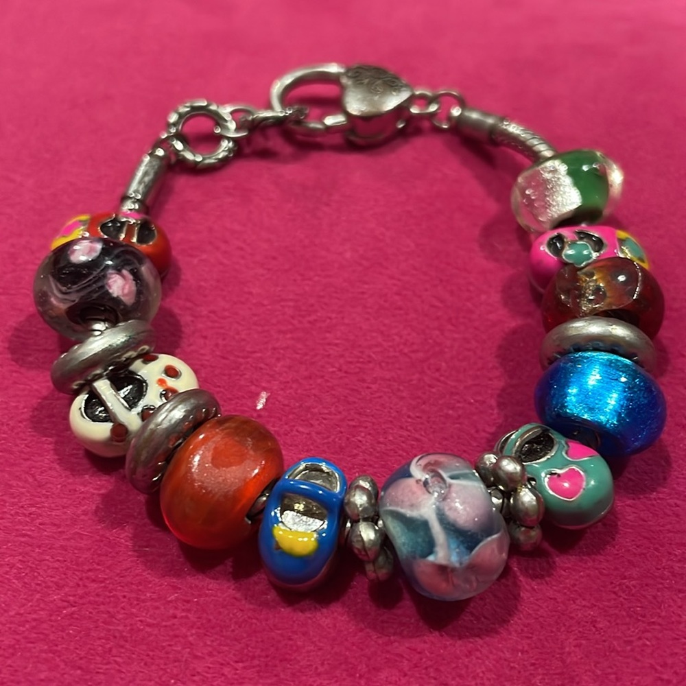 BRIGHTON Heavily Beaded Silver-Plated Bracelet